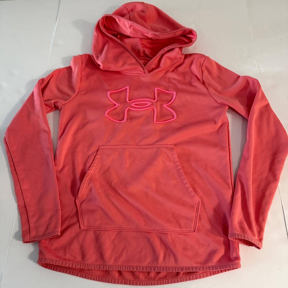 Under Armour Womens XS Pink Loose Fit Logo Pullover Hoodie Sweatshirt